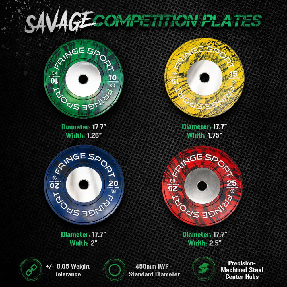 Savage Weightlifting Competition Plates - lbs (7985361748015) (7985376854063)