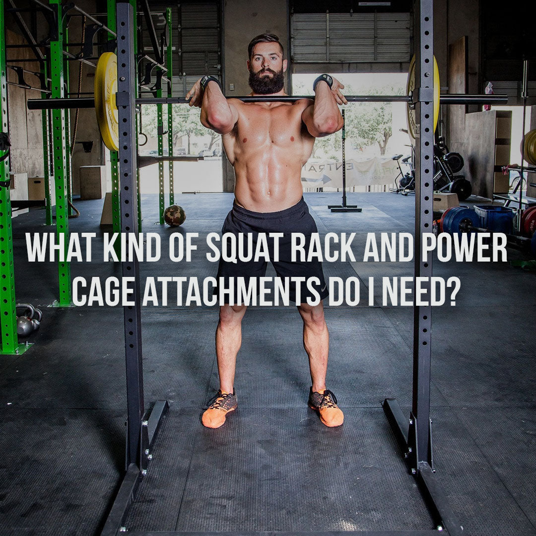 What kind of squat rack and power cage attachments do I need and what sizes do they come in?