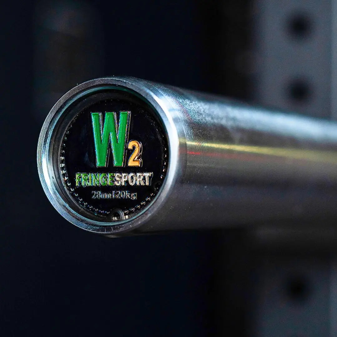 Fringe Sport Wonder Bar Olympic barbell with a black cerakote shaft and chrome sleeves shown on a white background