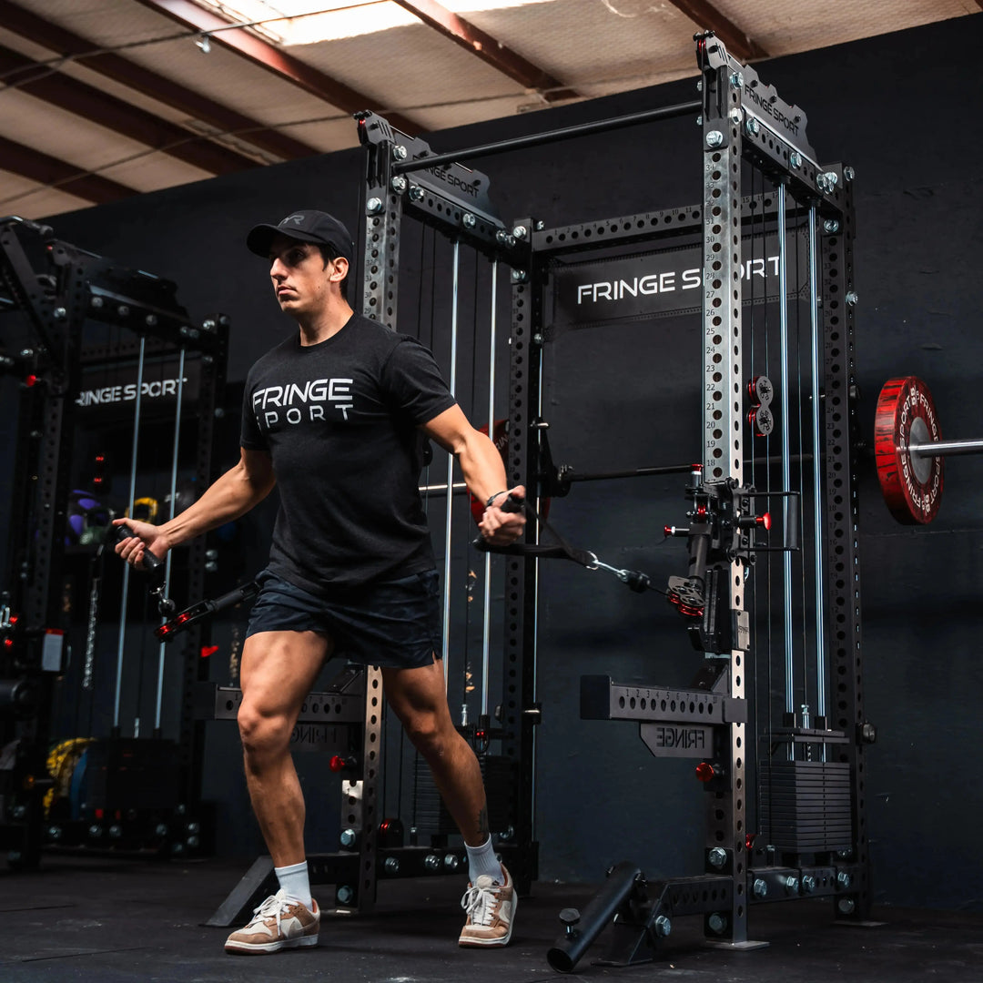 The Dane 2.0 Fully Loaded - Half Rack with Cable Crossover and Smith Machine Fringe Sport