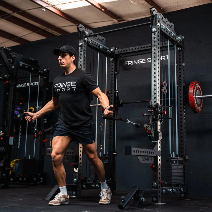 The Dane 2.0 Fully Loaded - Half Rack with Cable Crossover and Smith Machine Fringe Sport